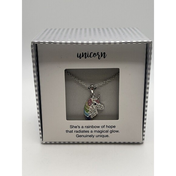 Kohl’s Crystal Collective Crystal Unicorn Pendant Necklace New - Picture 2 of 6